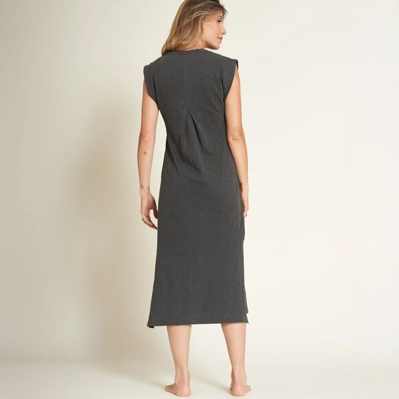 Rowan Women's Georgia Slub Cotton Muscle Long Tank Dress in Faded Black - Picture 4 of 7